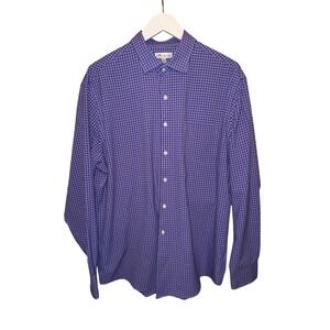 Peter Millar Gingham Check Long Sleeve Button‎ Down Shirt Men's Large Purple